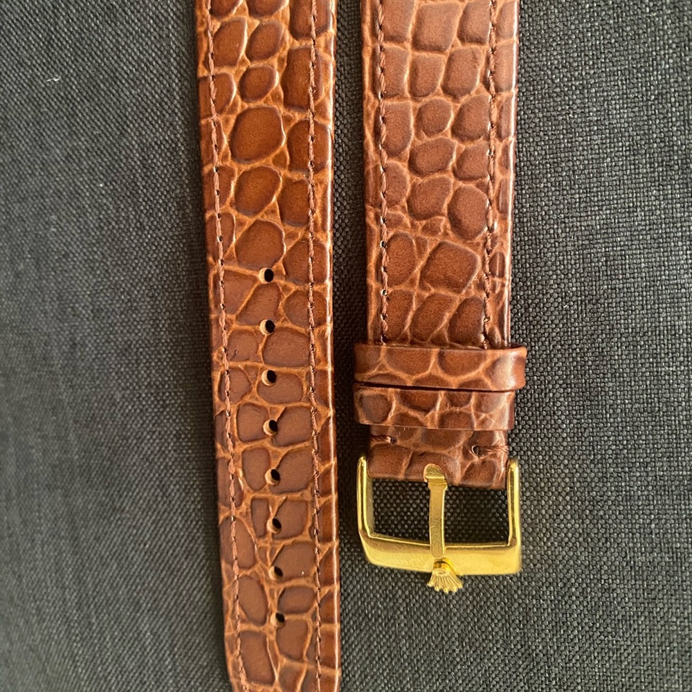 Rolex Brown Crocodile Pattern Leather Watch Strap 20mm Vintage